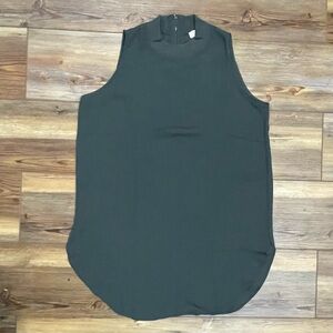 Loft Mock Neck Tunic Shell Sleeveless Blouse Green Lightweight Zip Medium NWT